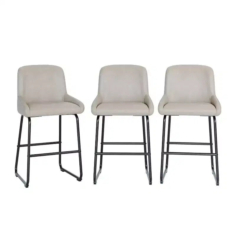 Lot de 3 tabourets de bar, tabourets de bar en cuir PU hauteur comptoir avec dossier et repose-pieds, chaises de bar rembourrées pour salle à manger et îlot de cuisine