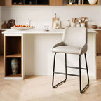 Lot de 3 tabourets de bar, tabourets de bar en cuir PU hauteur comptoir avec dossier et repose-pieds, chaises de bar rembourrées pour salle à manger et îlot de cuisine