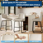 Lot de 3 tabourets de bar, tabourets de bar en cuir PU hauteur comptoir avec dossier et repose-pieds, chaises de bar rembourrées pour salle à manger et îlot de cuisine