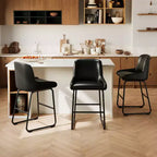 Lot de 3 tabourets de bar, tabourets de bar en cuir PU hauteur comptoir avec dossier et repose-pieds, chaises de bar rembourrées pour salle à manger et îlot de cuisine