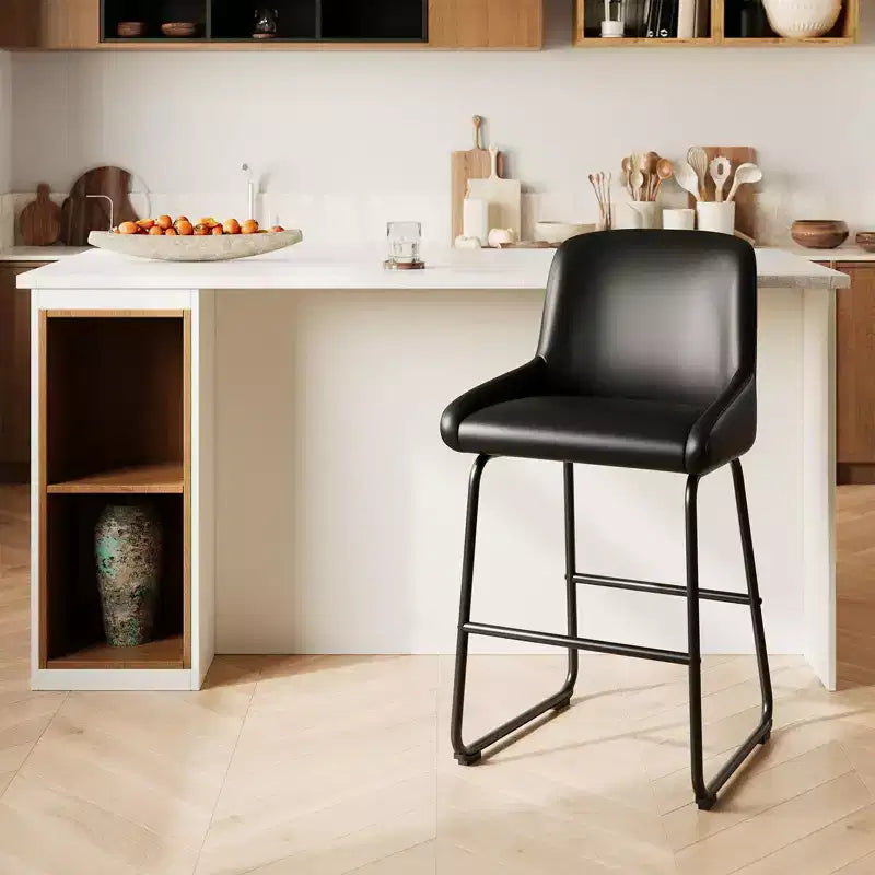 Lot de 3 tabourets de bar, tabourets de bar en cuir PU hauteur comptoir avec dossier et repose-pieds, chaises de bar rembourrées pour salle à manger et îlot de cuisine