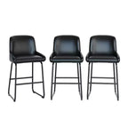 Lot de 3 tabourets de bar, tabourets de bar en cuir PU hauteur comptoir avec dossier et repose-pieds, chaises de bar rembourrées pour salle à manger et îlot de cuisine