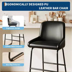 Lot de 3 tabourets de bar, tabourets de bar en cuir PU hauteur comptoir avec dossier et repose-pieds, chaises de bar rembourrées pour salle à manger et îlot de cuisine