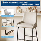 Lot de 3 tabourets de bar, tabourets de bar en cuir PU hauteur comptoir avec dossier et repose-pieds, chaises de bar rembourrées pour salle à manger et îlot de cuisine