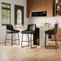Bar Stools Set of 3, PU Leather Counter Height Barstools with Back and Footrest, Upholstered Bar Chairs for Dining Room Kitchen Island