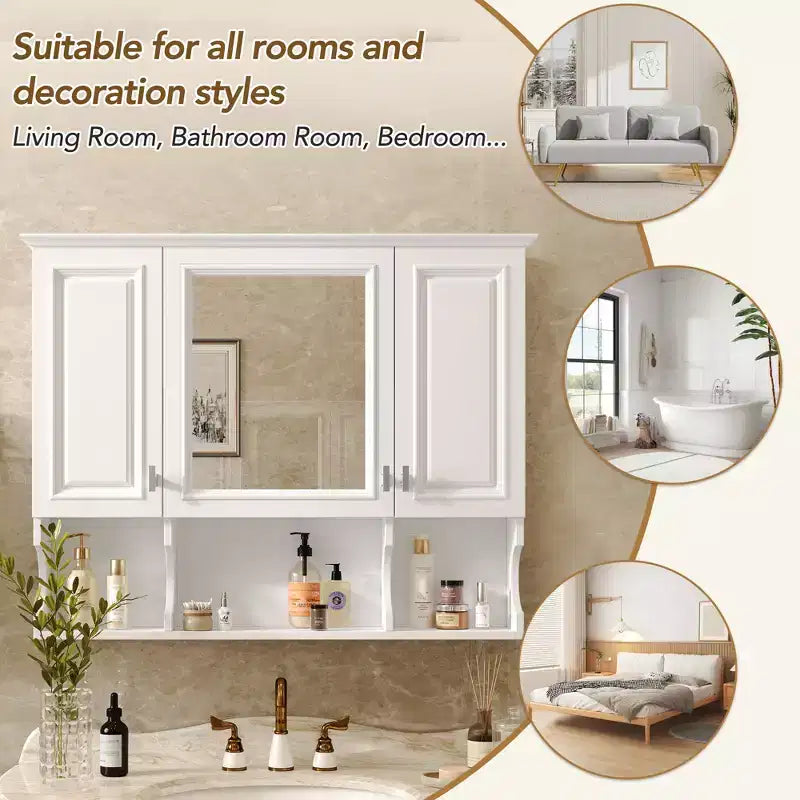 CASAINC Armoire de toilette murale 35 x 28 avec étagères ouvertes, meuble de rangement moderne pour salle de bain
