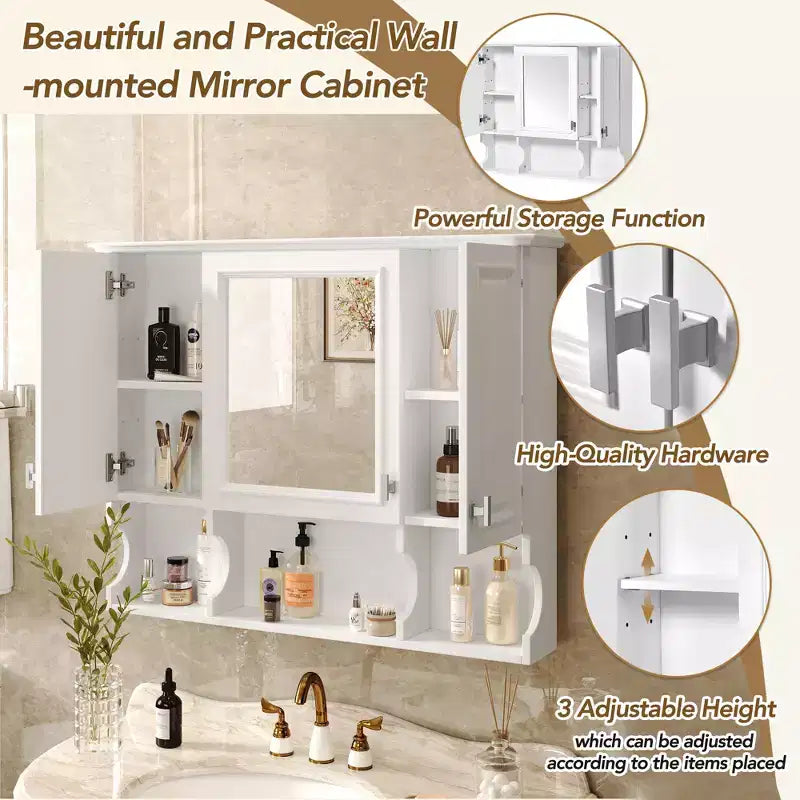 CASAINC Armoire de toilette murale 35 x 28 avec étagères ouvertes, meuble de rangement moderne pour salle de bain