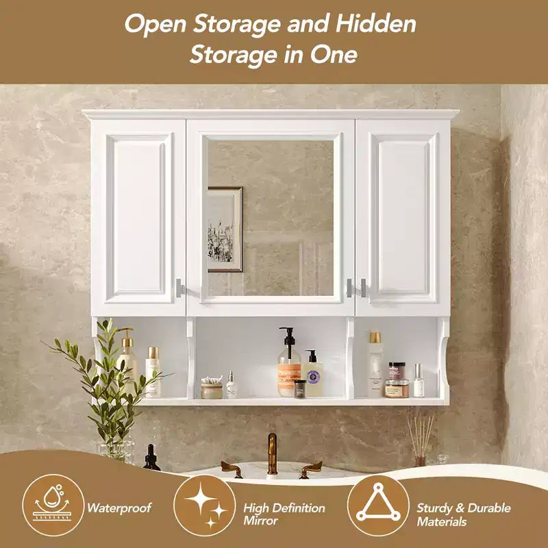 CASAINC Armoire de toilette murale 35 x 28 avec étagères ouvertes, meuble de rangement moderne pour salle de bain