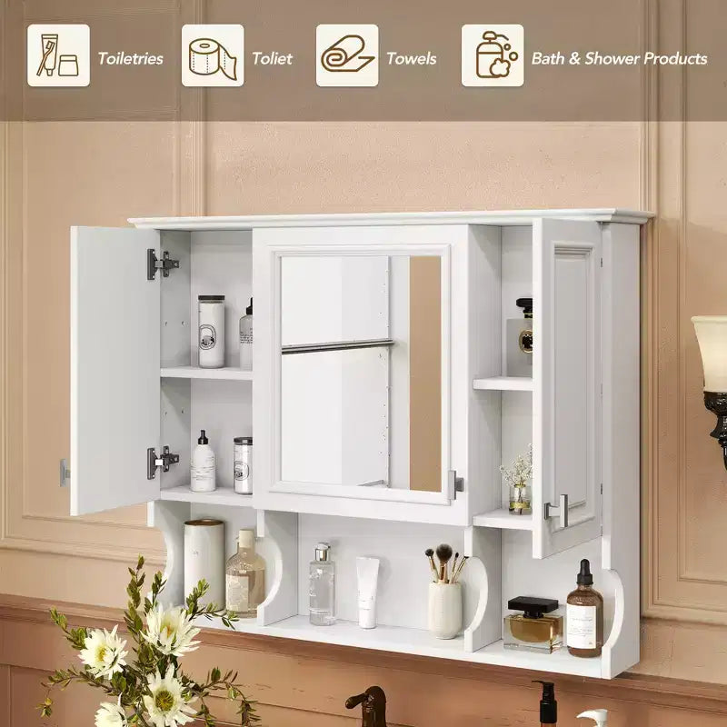 CASAINC Armoire de toilette murale 35 x 28 avec étagères ouvertes, meuble de rangement moderne pour salle de bain
