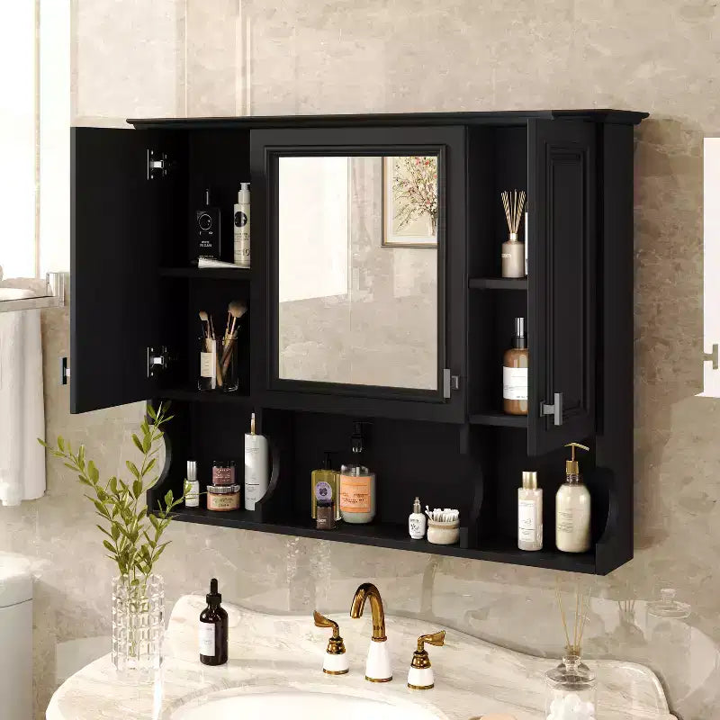 CASAINC Armoire de toilette murale 35 x 28 avec étagères ouvertes, meuble de rangement moderne pour salle de bain