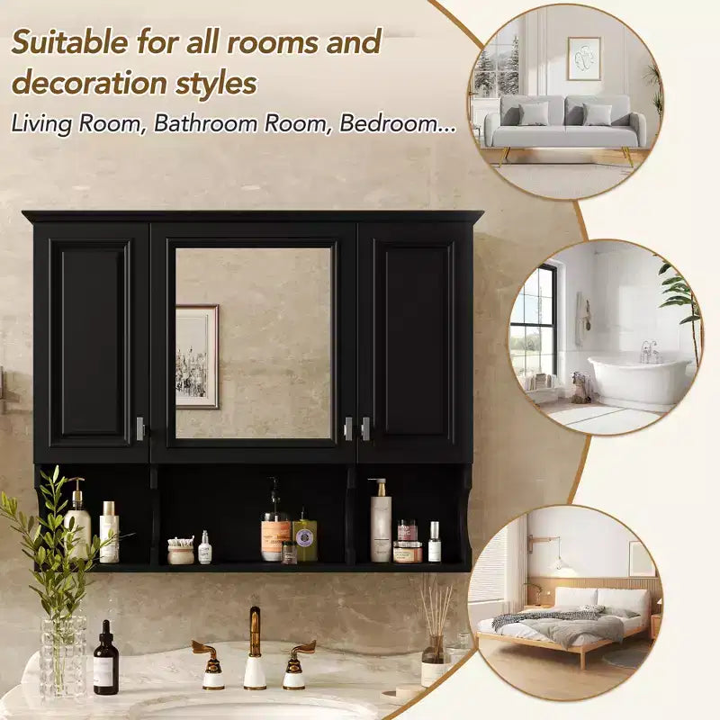 CASAINC Armoire de toilette murale 35 x 28 avec étagères ouvertes, meuble de rangement moderne pour salle de bain