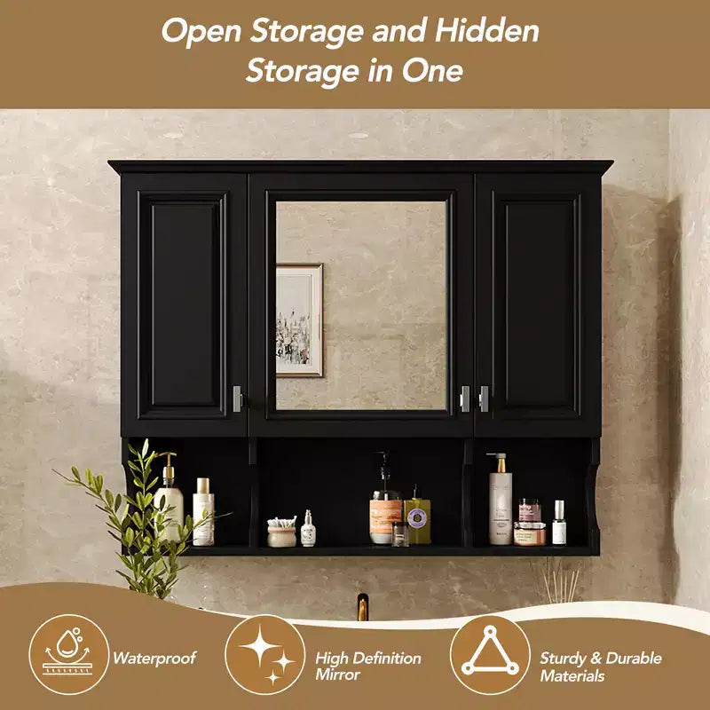 CASAINC Armoire de toilette murale 35 x 28 avec étagères ouvertes, meuble de rangement moderne pour salle de bain