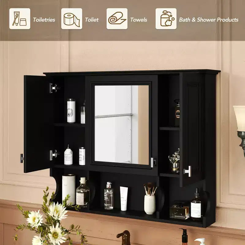 CASAINC Armoire de toilette murale 35 x 28 avec étagères ouvertes, meuble de rangement moderne pour salle de bain