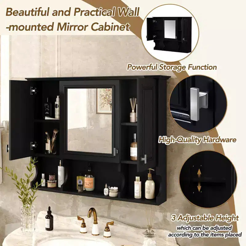 CASAINC Armoire de toilette murale 35 x 28 avec étagères ouvertes, meuble de rangement moderne pour salle de bain