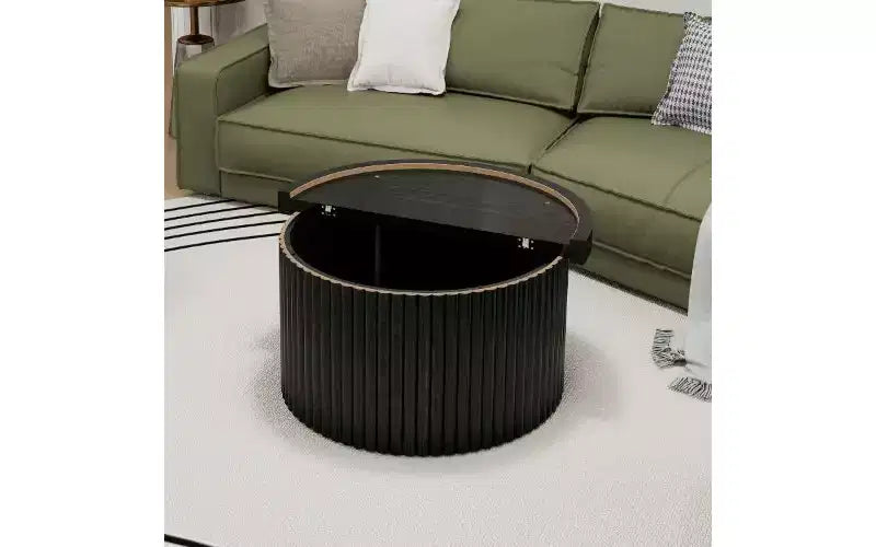 TUYOHW Ensemble de 2 tables basses gigognes rondes, table basse à pieds effet bois avec espace de rangement, tables d'appoint modernes