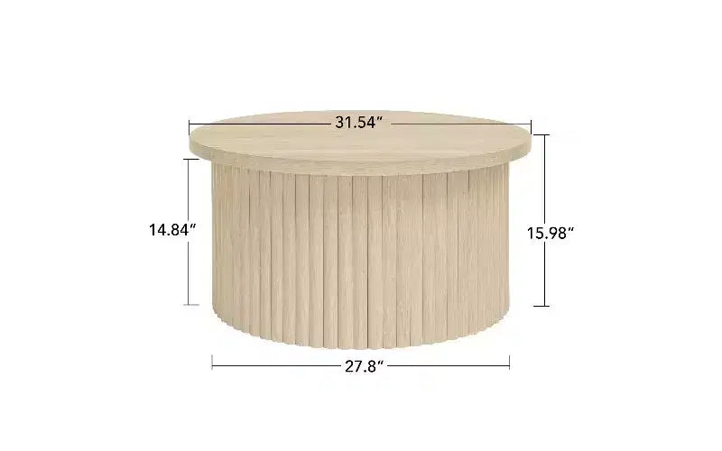 TUYOHW Ensemble de 2 tables basses gigognes rondes, table basse à pieds effet bois avec espace de rangement, tables d'appoint modernes
