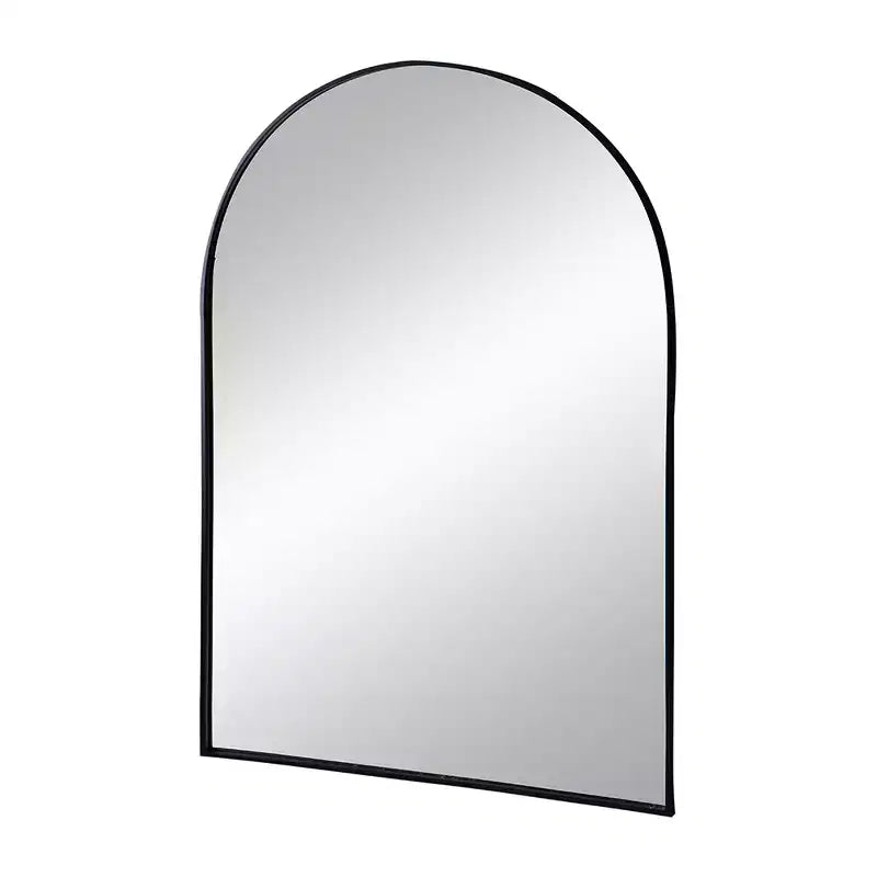Miroir mural arqué noir de 24 x 36 pouces avec cadre en métal