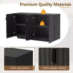 Clihome Buffet avec rangement, buffet avec grand espace de rangement, buffet à 4 portes cannelées avec étagères réglables