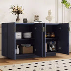 Clihome Buffet avec rangement, buffet avec grand espace de rangement, buffet à 4 portes cannelées avec étagères réglables