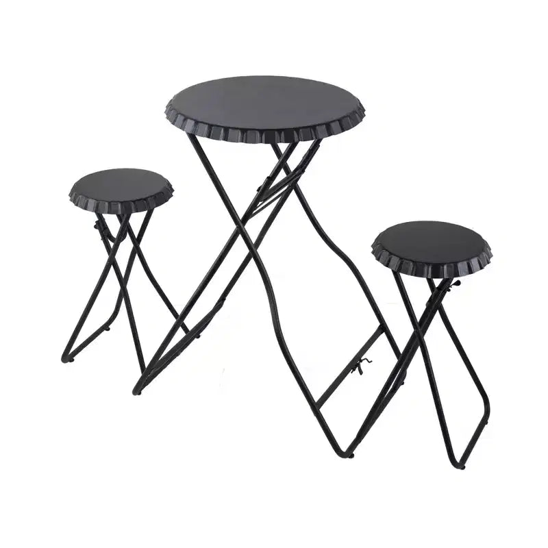 Table d'appoint noire escamotable avec deux sièges 57,5x23,6x39,8