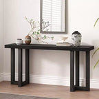 TUYOHW 63 Table console moderne avec plateau en patchwork géométrique, table d'entrée avec pieds en pin massif, table de foyer pour salon, couloir, entrée