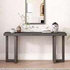 TUYOHW 63 Modern Console Table with Geometric Patchwork Top,Entryway Table with Solid Pine Legs,Foyer Table for Living Room,Hallway,Entryway
