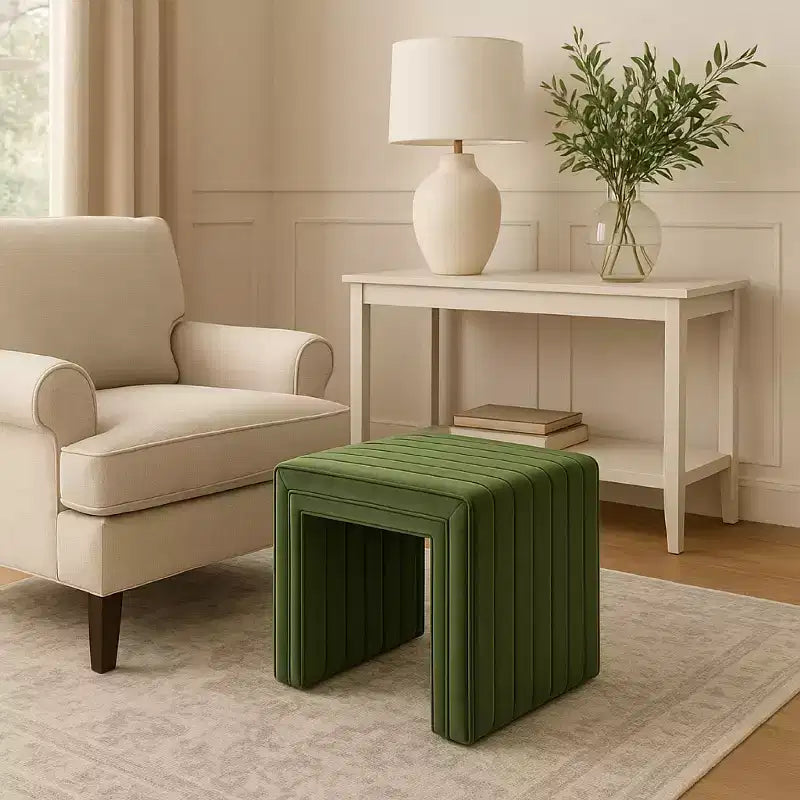 Okak Pouf moderne rectangulaire simple, petit repose-pieds rembourré, tabouret de maquillage pour chambre à coucher, salon