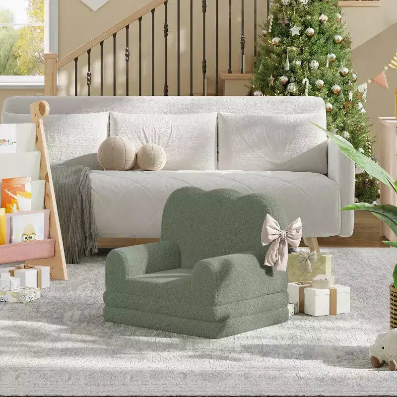 Canapé 2-en-1 pour enfants Canapé confortable Fauteuil long Canapé en mousse souple Cadeau pour garçons et filles