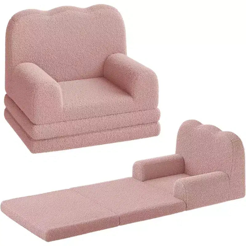 Canapé 2-en-1 pour enfants Canapé confortable Fauteuil long Canapé en mousse souple Cadeau pour garçons et filles