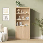 Bibliothèque à 5 niveaux avec armoire de rangement et étagère réglable, étagères de style moderne du milieu du siècle pour le bureau à domicile, le salon
