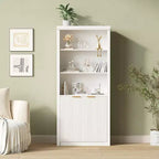 Bibliothèque à 5 niveaux avec armoire de rangement et étagère réglable, étagères de style moderne du milieu du siècle pour le bureau à domicile, le salon
