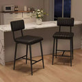 Set of 2 Counter-Height Bar Stools - 400LBS Heavy-Duty, Ergonomic PU Leather Thick Cushion with Backrest & Footrest,for Kitchen Island/Home Bar