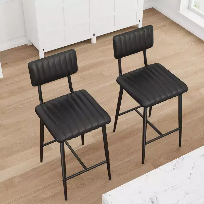 Lot de 2 tabourets de bar à hauteur de comptoir - Robustes 180 kg, coussin épais ergonomique en cuir PU avec dossier et repose-pieds, pour îlot de cuisine/bar à domicile