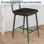 Lot de 2 tabourets de bar à hauteur de comptoir - Robustes 180 kg, coussin épais ergonomique en cuir PU avec dossier et repose-pieds, pour îlot de cuisine/bar à domicile