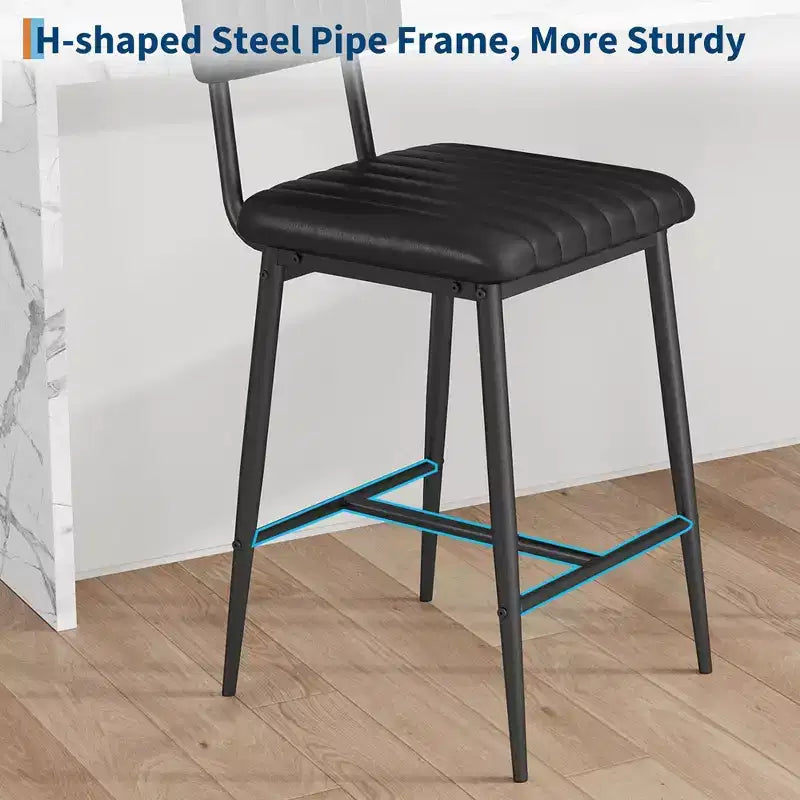 Lot de 2 tabourets de bar à hauteur de comptoir - Robustes 180 kg, coussin épais ergonomique en cuir PU avec dossier et repose-pieds, pour îlot de cuisine/bar à domicile