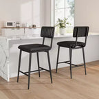 Lot de 2 tabourets de bar à hauteur de comptoir - Robustes 180 kg, coussin épais ergonomique en cuir PU avec dossier et repose-pieds, pour îlot de cuisine/bar à domicile