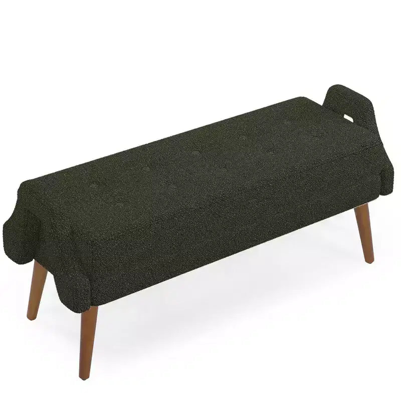 Banc moderne avec coussin moelleux, accoudoirs géométriques et pieds en bois massifIdéal pour les salons, les chambres et les entrées