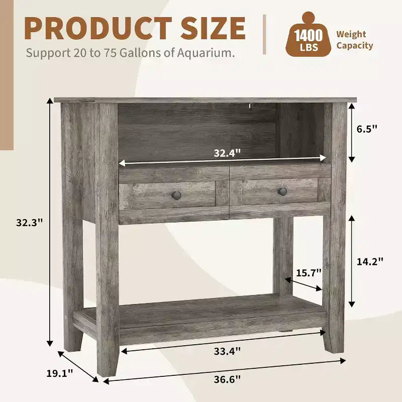 Meuble de support pour aquarium double couche Acekool 37, supporte jusqu'à 295 kg avec multiprise et tiroirs pour salon
