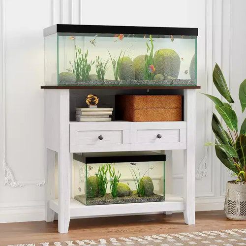 Meuble de support pour aquarium double couche Acekool 37, supporte jusqu'à 295 kg avec multiprise et tiroirs pour salon