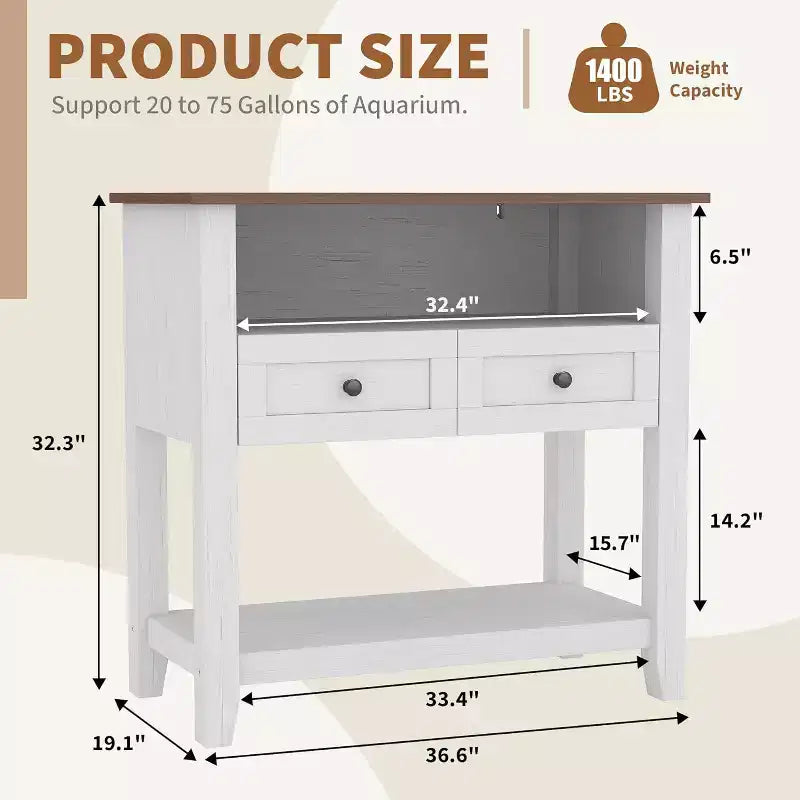 Meuble de support pour aquarium double couche Acekool 37, supporte jusqu'à 295 kg avec multiprise et tiroirs pour salon