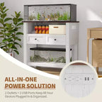 Meuble de support pour aquarium double couche Acekool 37, supporte jusqu'à 295 kg avec multiprise et tiroirs pour salon