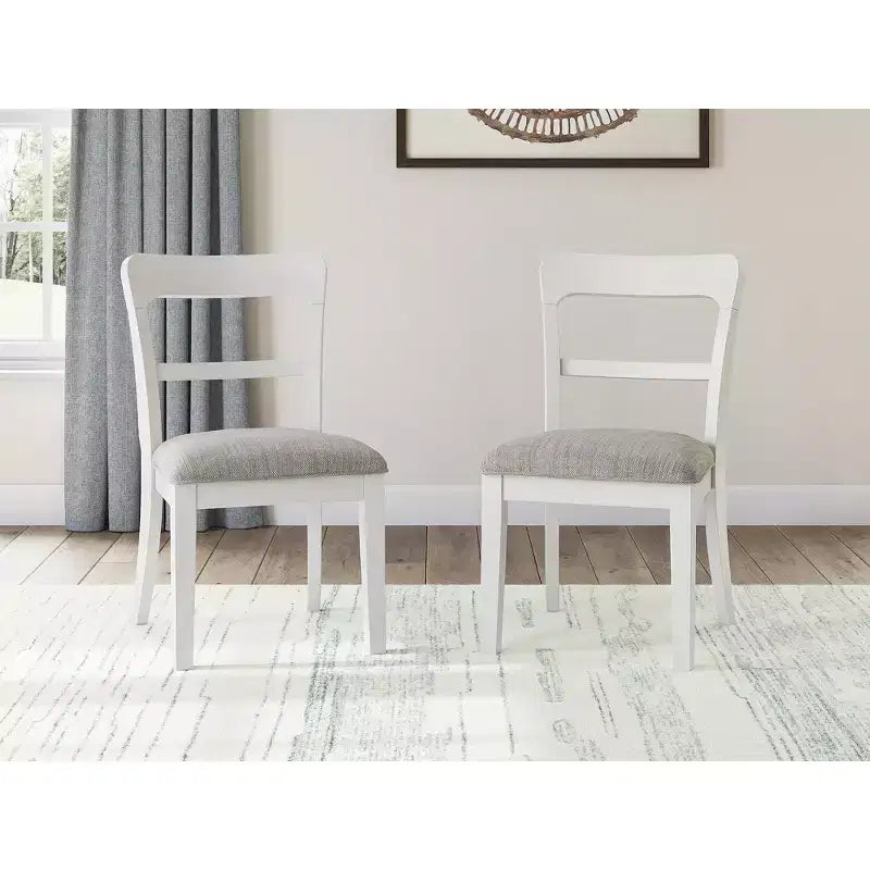 Signature Design by Ashley Chadworth Dining Upholstered Side Chairs, Set of 2, White Wood Frame with Polyester Seats
