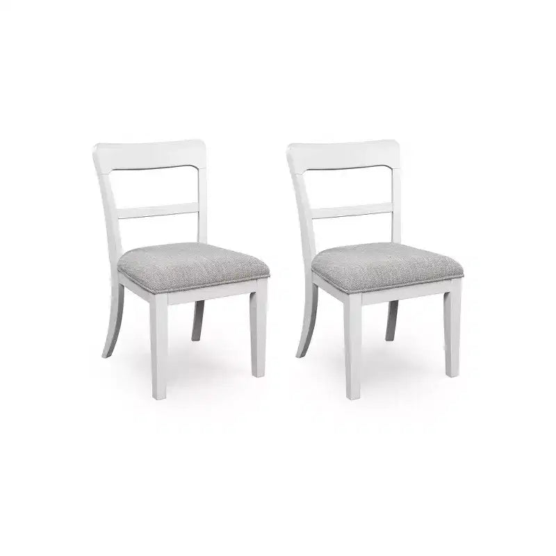 Signature Design by Ashley Chadworth, chaises de salle à manger capitonnées, lot de 2, cadre en bois blanc avec sièges en polyester