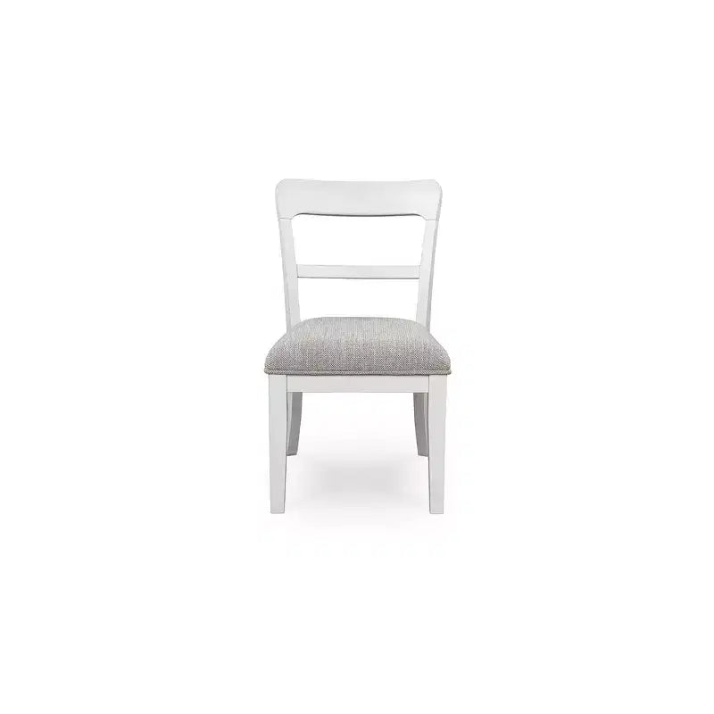 Signature Design by Ashley Chadworth, chaises de salle à manger capitonnées, lot de 2, cadre en bois blanc avec sièges en polyester