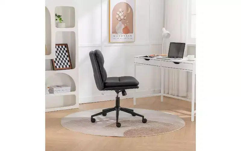 Chaise réglable pivotante croisée TUYOHW, chaise de bureau ergonomique à assise large, chaise de bureau à domicile en cuir PU, chaise de vanité