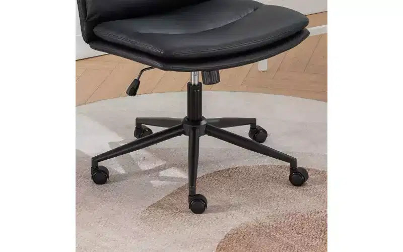 Chaise réglable pivotante croisée TUYOHW, chaise de bureau ergonomique à assise large, chaise de bureau à domicile en cuir PU, chaise de vanité