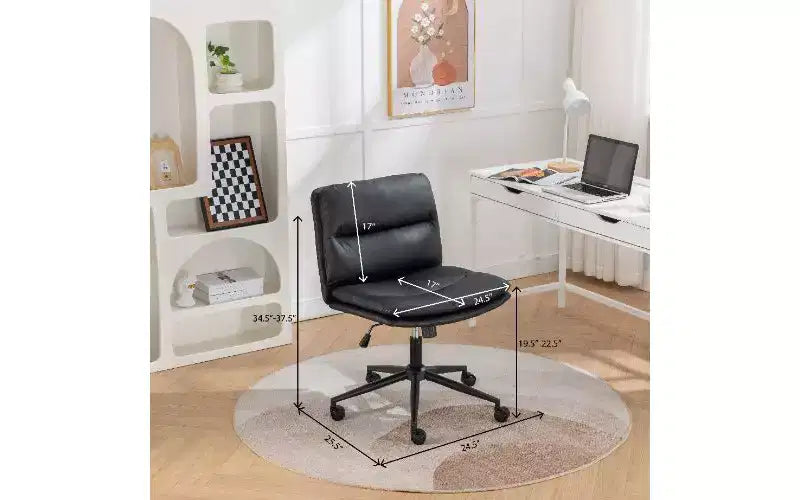 Chaise réglable pivotante croisée TUYOHW, chaise de bureau ergonomique à assise large, chaise de bureau à domicile en cuir PU, chaise de vanité