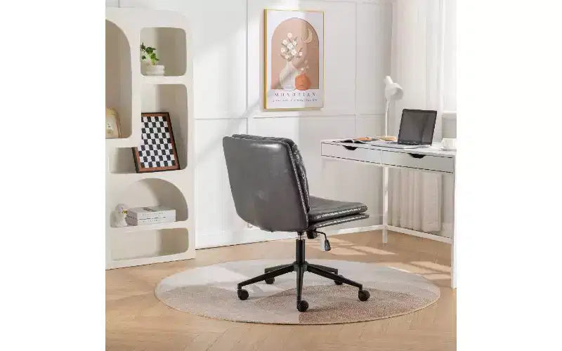 Chaise réglable pivotante croisée TUYOHW, chaise de bureau ergonomique à assise large, chaise de bureau à domicile en cuir PU, chaise de vanité
