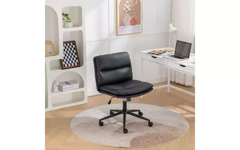 Chaise réglable pivotante croisée TUYOHW, chaise de bureau ergonomique à assise large, chaise de bureau à domicile en cuir PU, chaise de vanité
