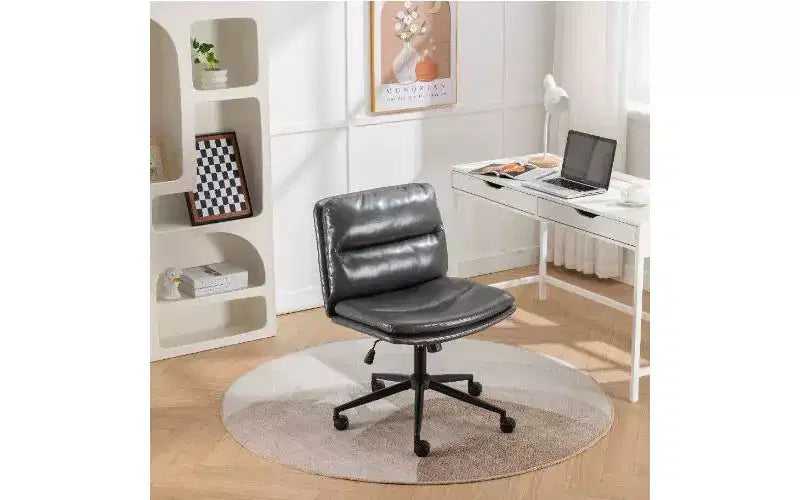 Chaise réglable pivotante croisée TUYOHW, chaise de bureau ergonomique à assise large, chaise de bureau à domicile en cuir PU, chaise de vanité